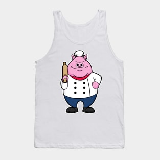 Pig as Cook with Rolling pin Tank Top